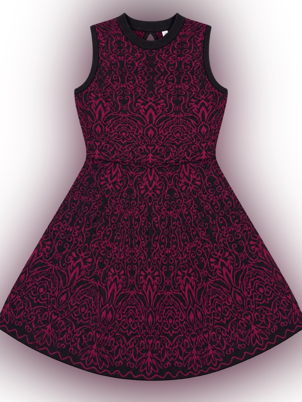 Xhilaration Black and Plum Patterned Sleeveless Fit-and-Flare Dress